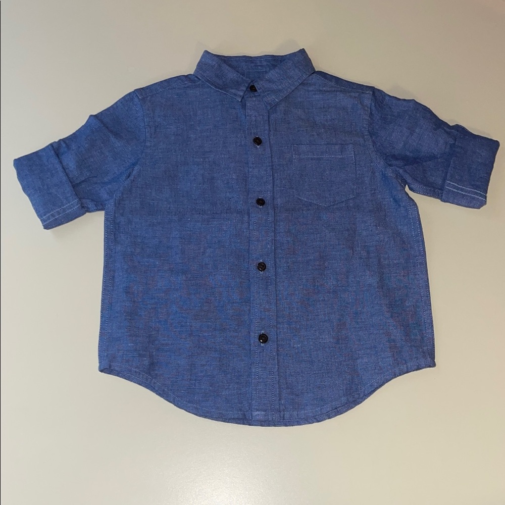 Janie and Jack Linen Cotton Chambray Button Down Shirt